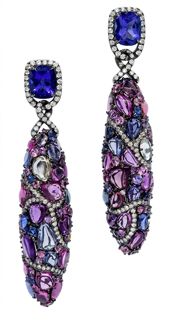 Mosaico · multi-gem cabochon earrings