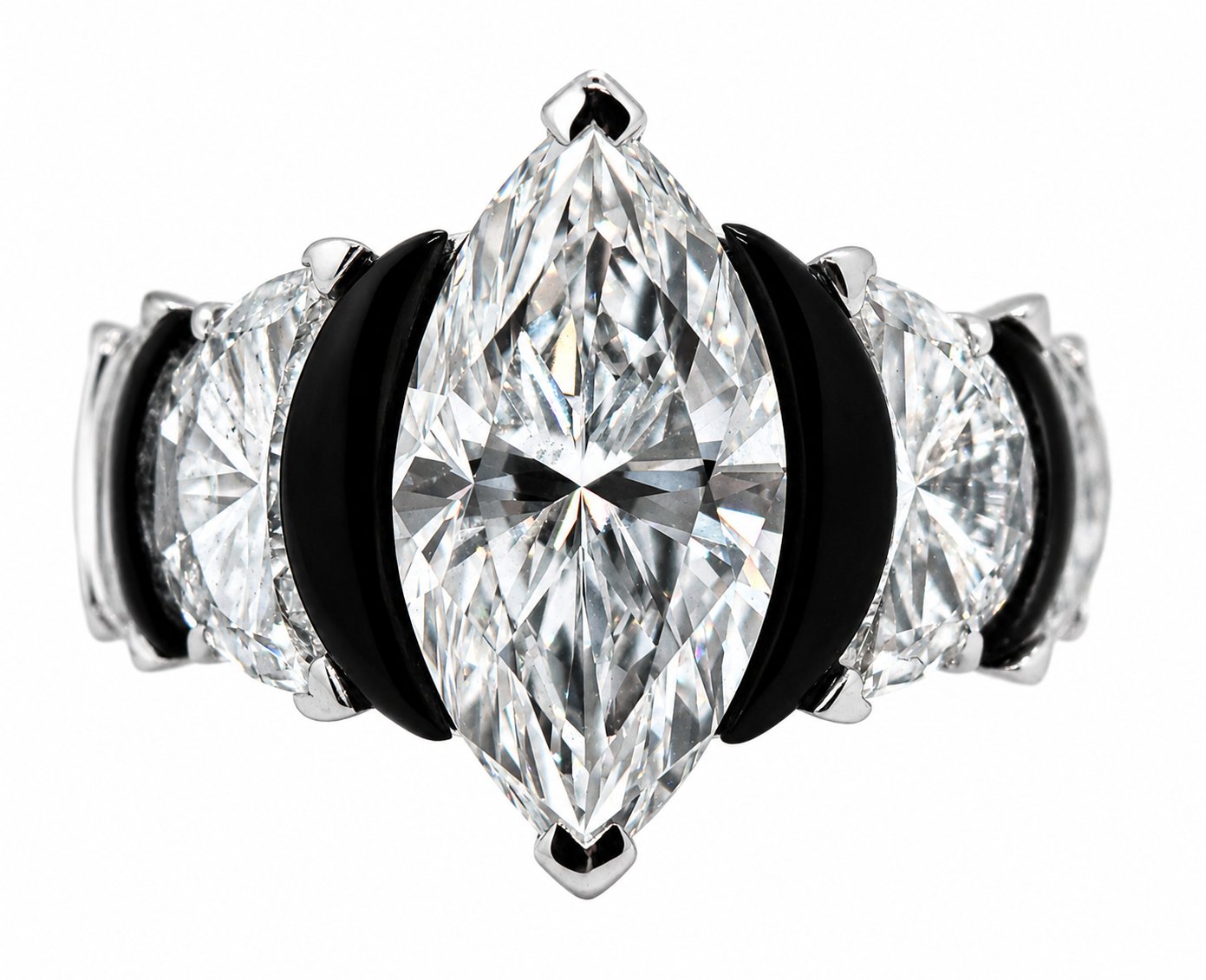 Eclissi · front view · marquise + half-moons + onyx