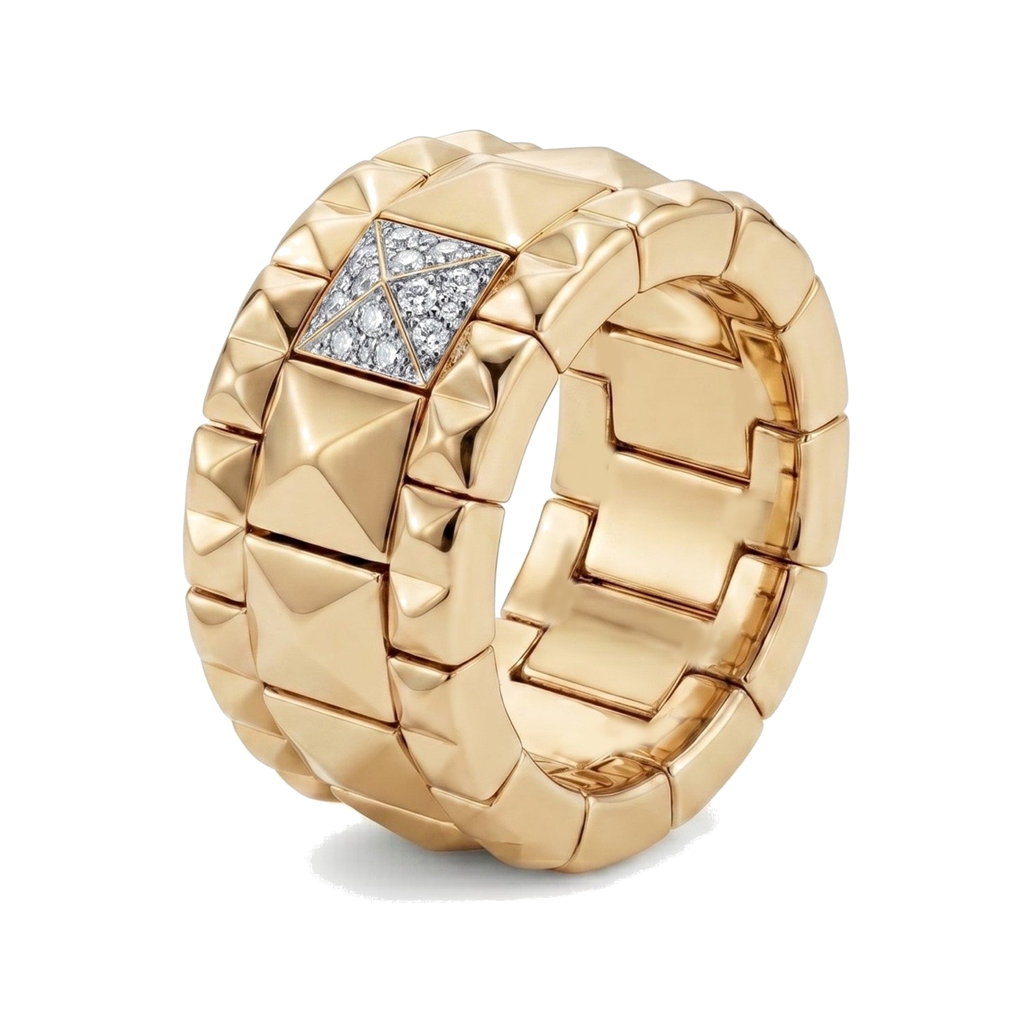 Pyramid Wide · YG pavé bianco