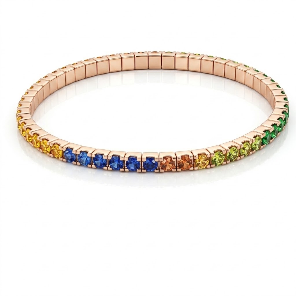 Tennis · Rose Gold rainbow sapphires